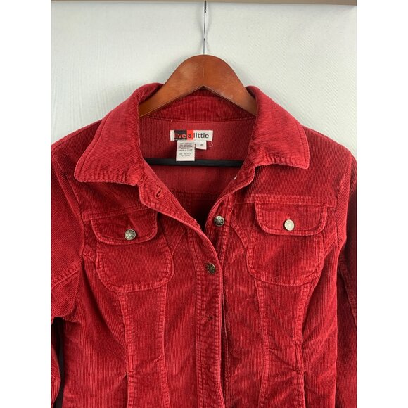 Live A Little Womens Red Corduroy Jacket Medium - Picture 4 of 5